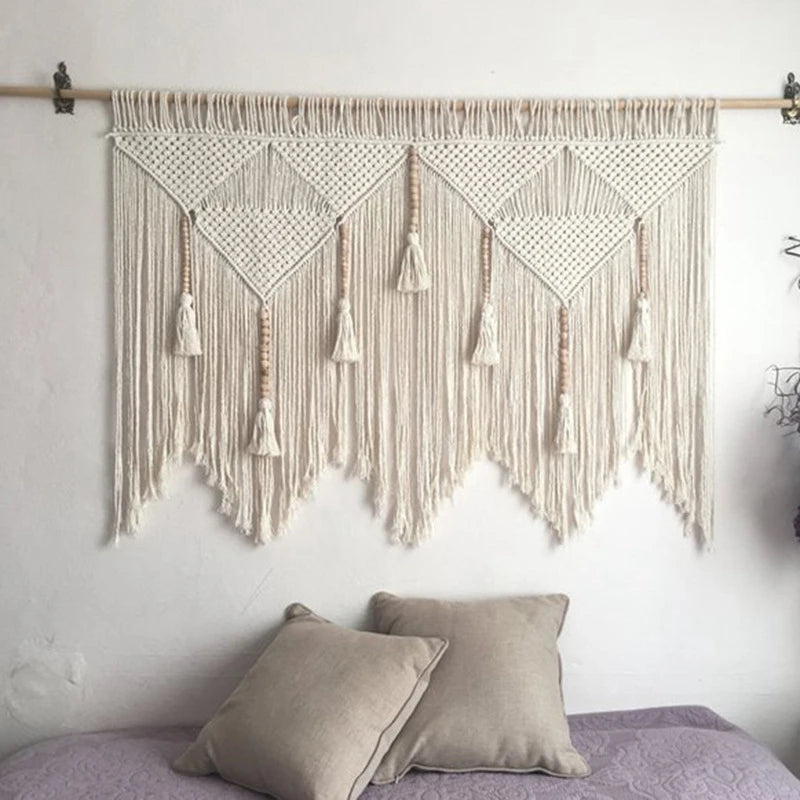 "Handwoven Macrame Wall Hanging: Bohemian Cotton Rope Tapestry"