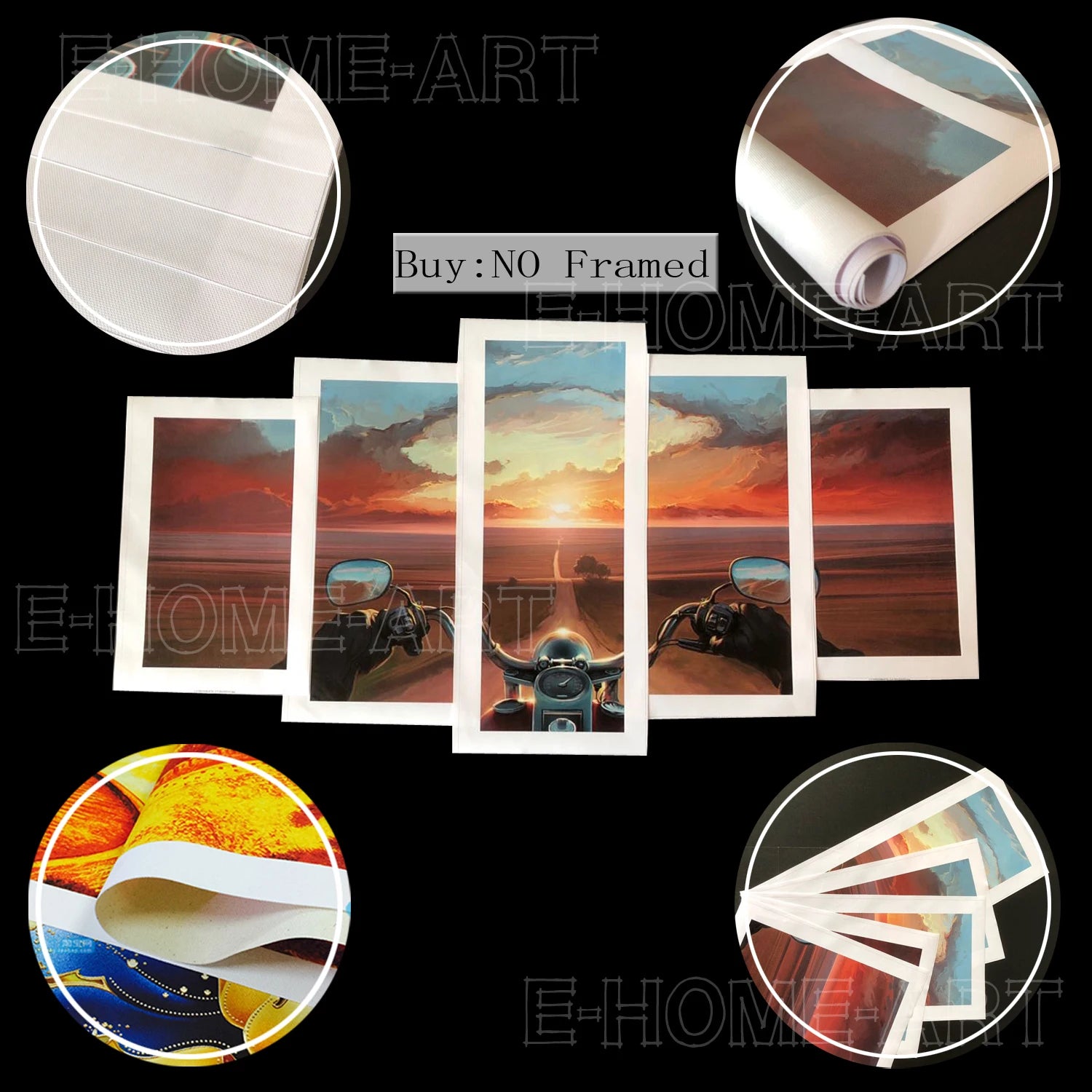 "5-Piece Sunrise Tree Landscape Canvas Wall Art"