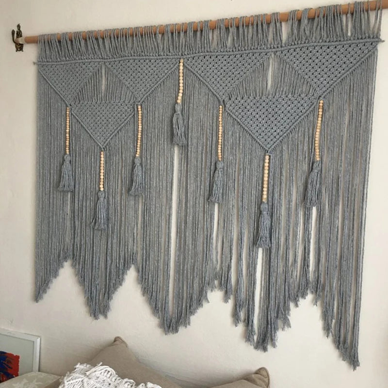 "Handwoven Macrame Wall Hanging: Bohemian Cotton Rope Tapestry"