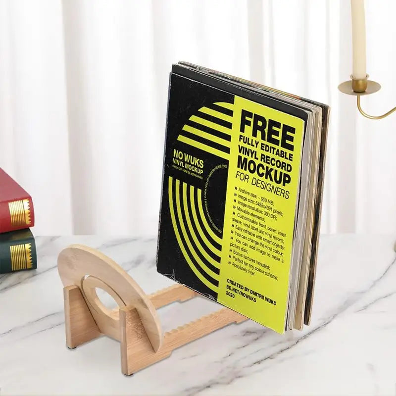 "Wooden Vinyl Record Storage Stand"