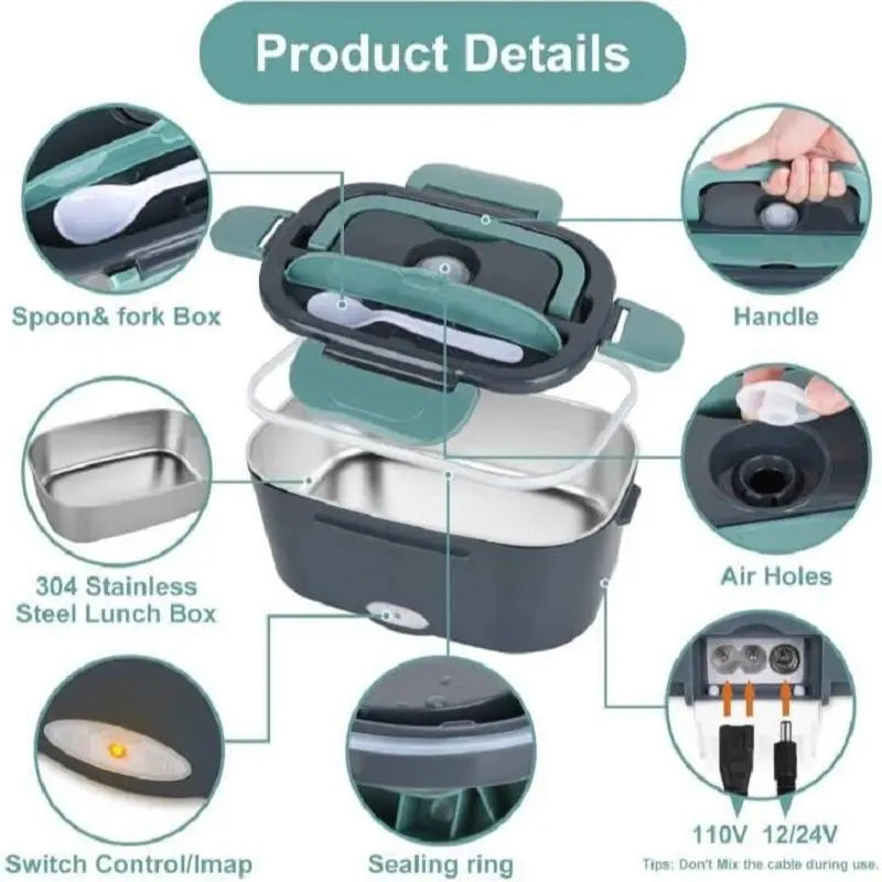 Portable Insulated Heated Lunch Box