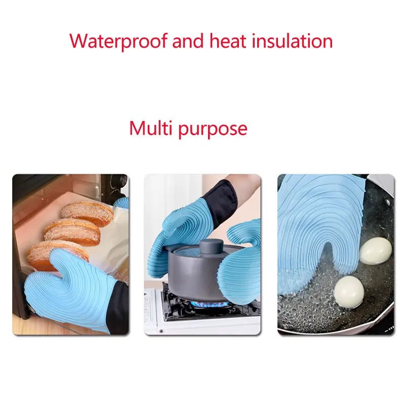 Flexible Silicone Oven Mitts Set For Cooking Kitchen Essentials