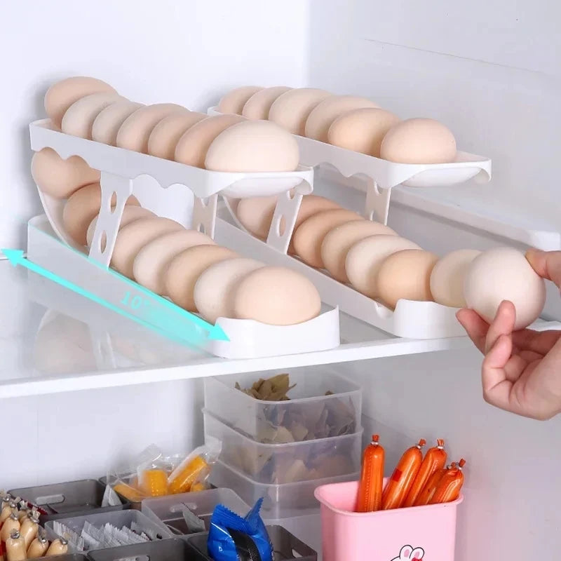 Automatic Scrolling Egg Rack Holder Storage Box