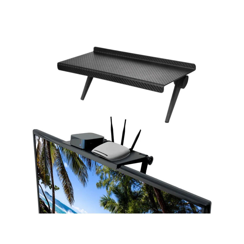 "Adjustable TV Screen Top Shelf Rack: Home Organizer"