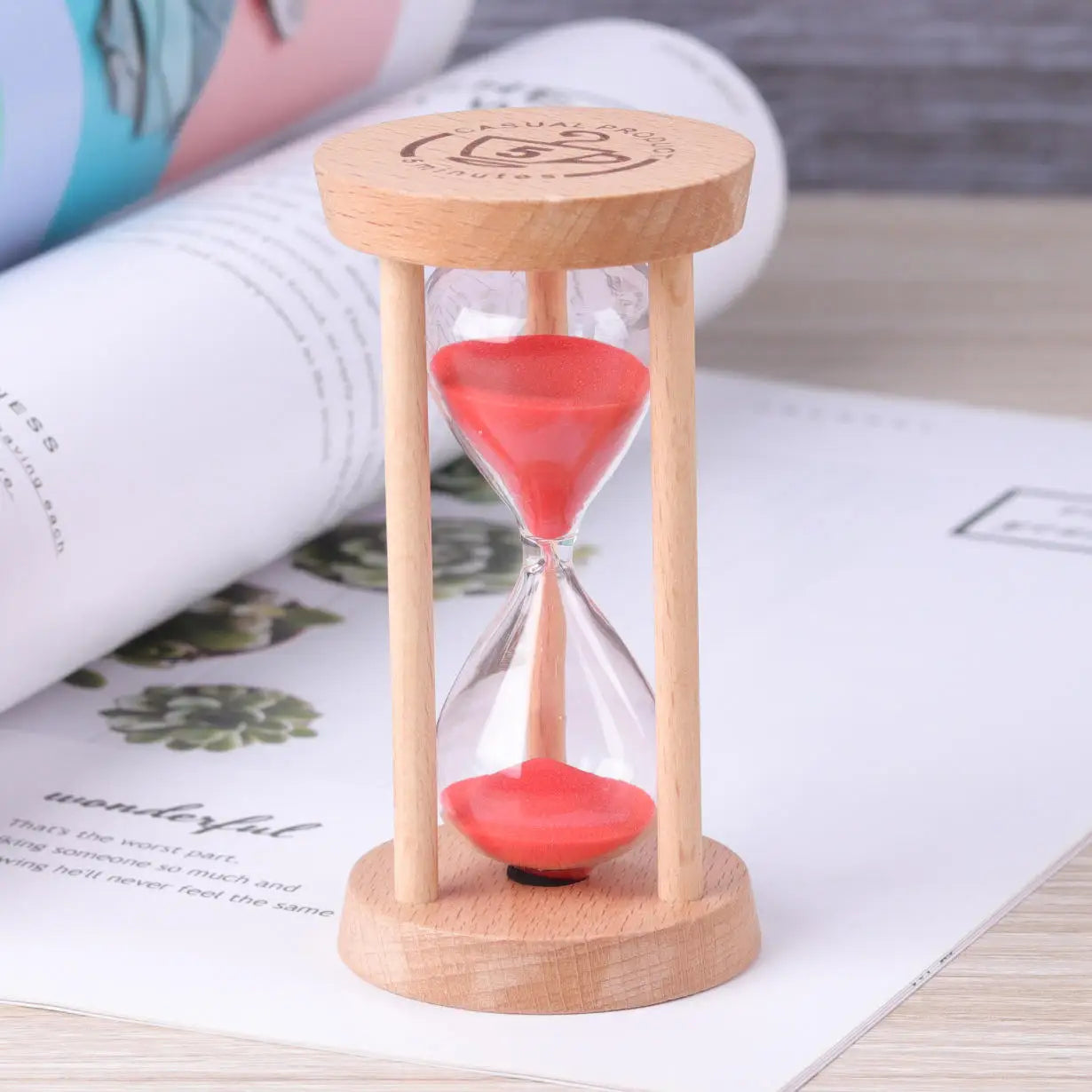 "Wooden Hourglass Mini Desktop Decor"