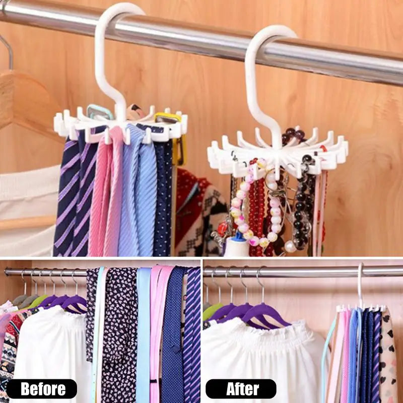 "Twirl Tie Rack: Rotating Scarf Holder"