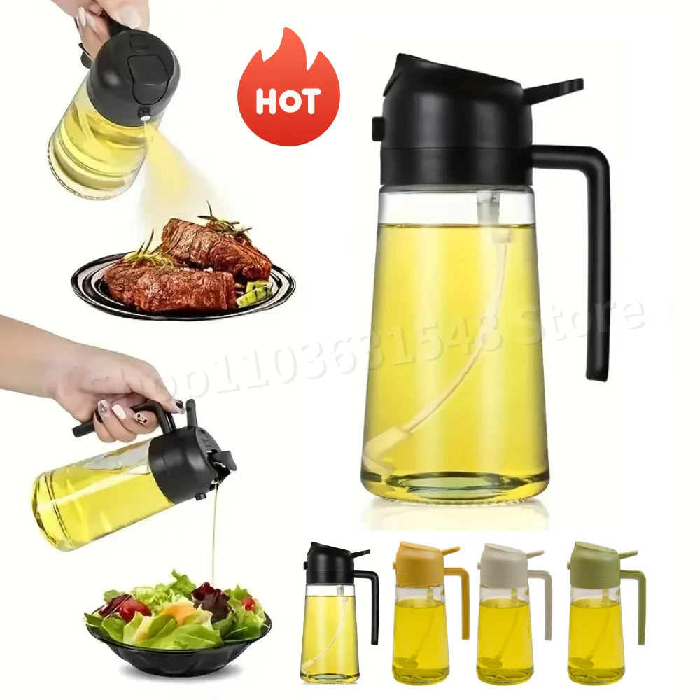 2in1 Oil Sprayer Glass Bottle for Cooking