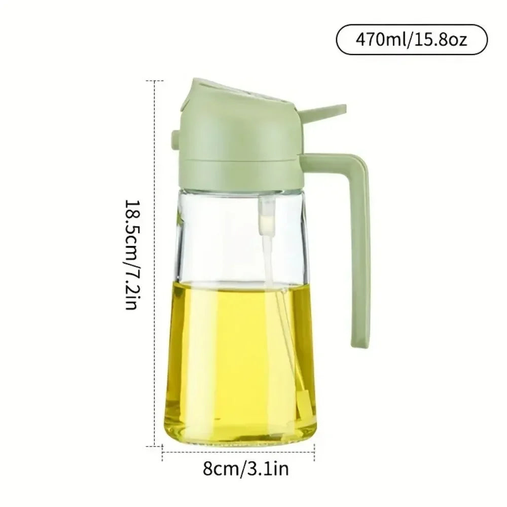 2in1 Oil Sprayer Glass Bottle for Cooking