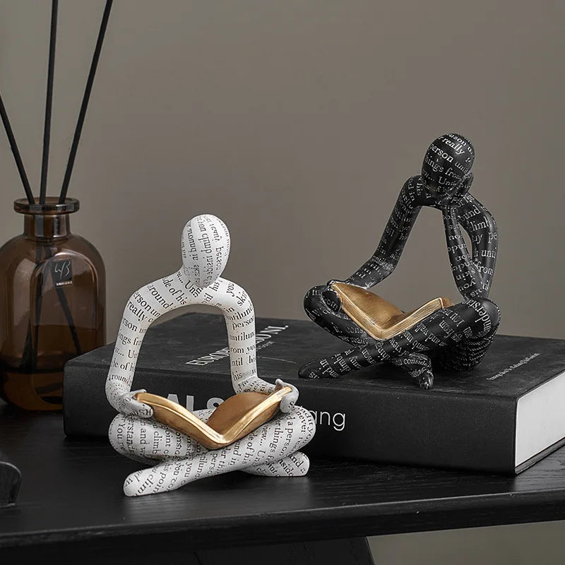 "People Reading Abstract Art Decorative Figurines"