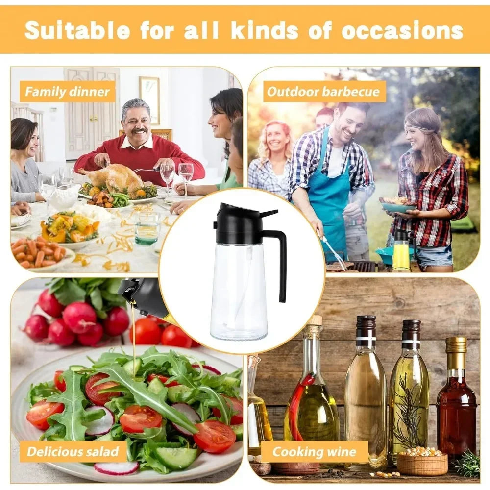 2in1 Oil Sprayer Glass Bottle for Cooking