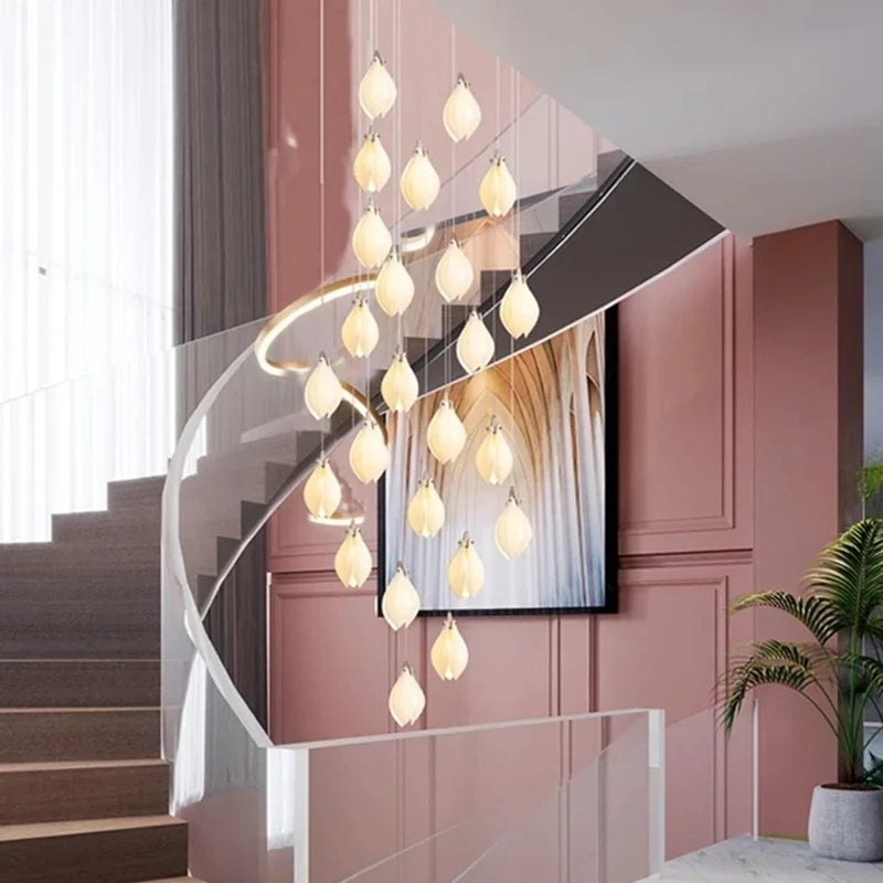 "Luxury LED Duplex Staircase Dining Room Lamps"