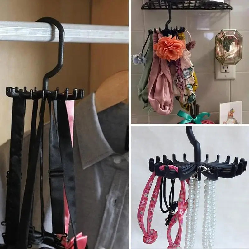 "Twirl Tie Rack: Rotating Scarf Holder"